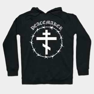 Peacemaker Orthodox Cross Barbed Wire Metal Hardcore Punk Hoodie